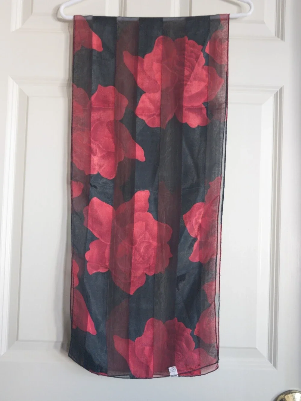 Vintage late 80s or early 90s large rose pattern sheer scarf